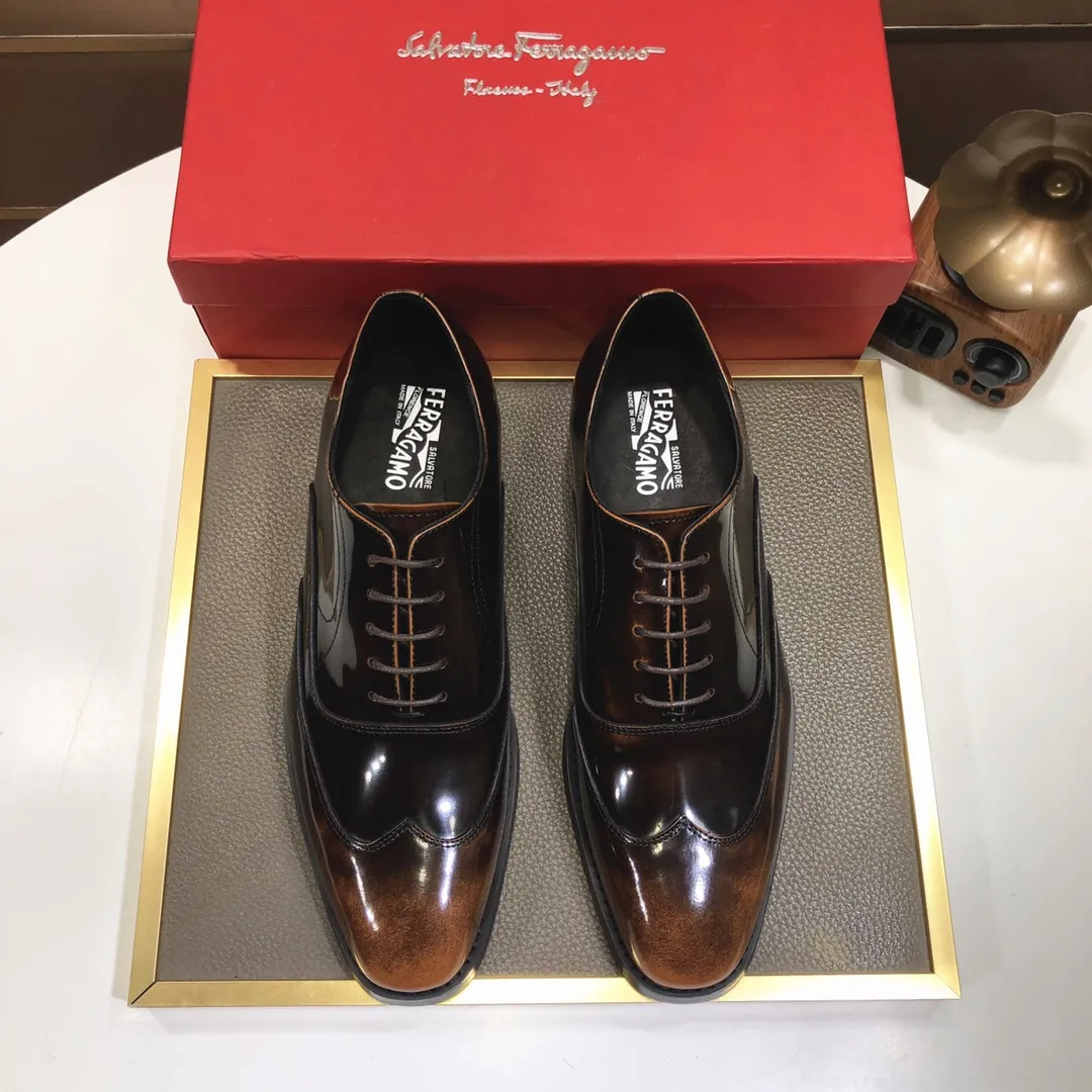 Men's shoes 💰540💰[Ferragamo/Ferragamo] (high-end Niuli) New 🍀 Ferragamo* - top version Ferragamo's classic formal leather shoes! Made of imported original cowhide, the inner top layer is comfortable cowhide lining! Original wear-resistant rubber outsole! High quality products! Code number 38-44!